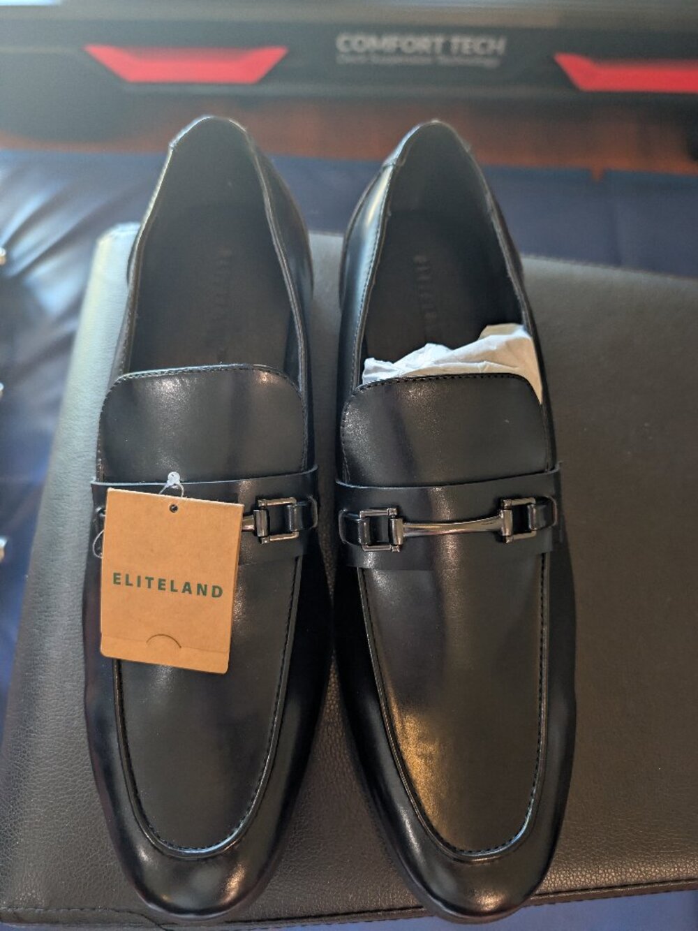 Men's Black Leather Penny Loafers Size 11 Slip-On Dress Business Formal Shoes